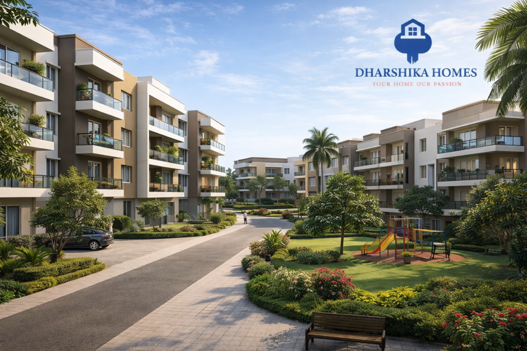 Peaceful residential street or open courtyard