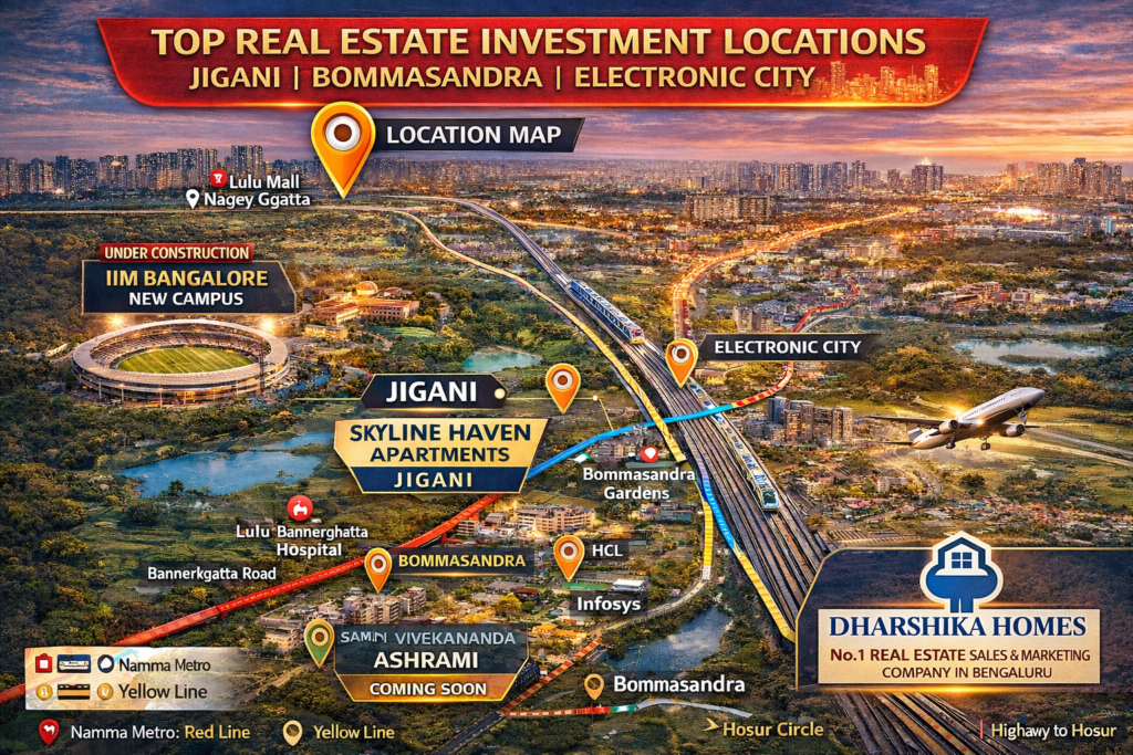 Jigani – The Future Residential & Investment Hub Jigani is no longer an industrial outskirts area—it is now a fast-growing residential and investment zone.