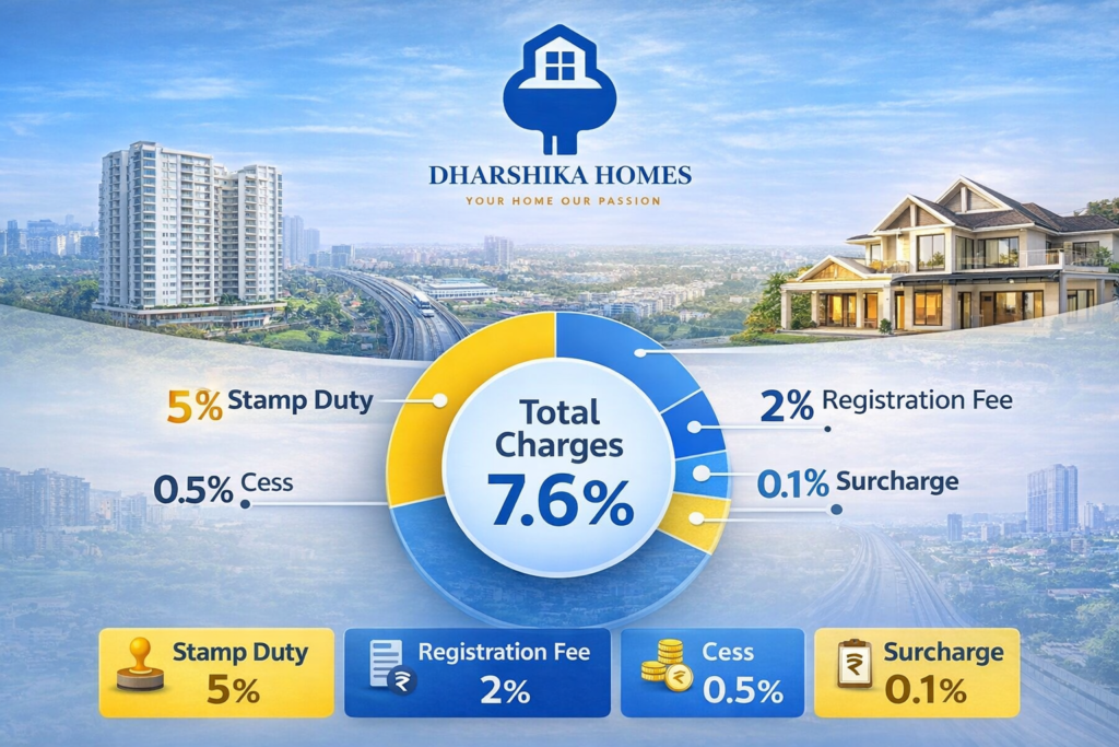 Stamp Duty + Registration + Cess + Surcharge